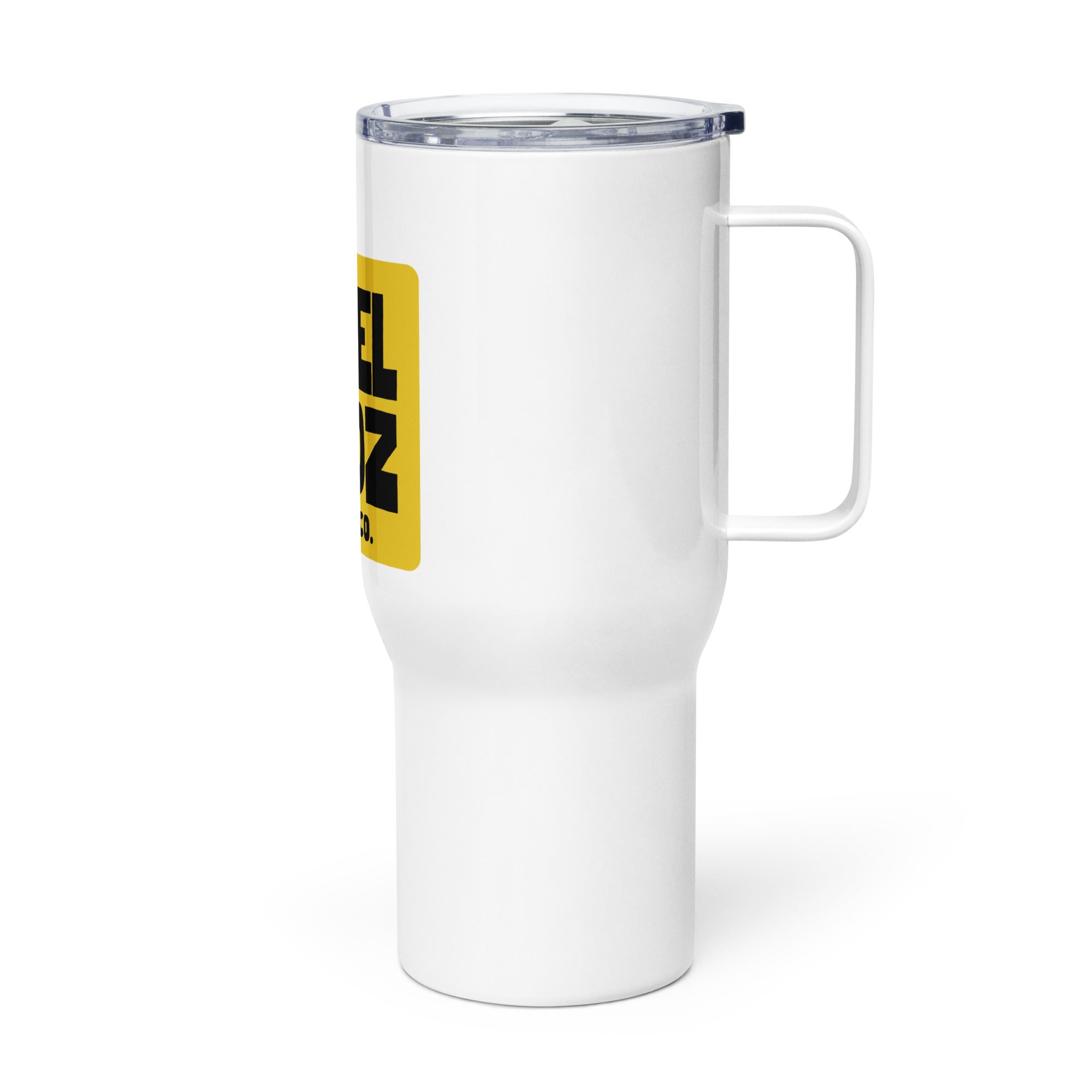 Travel mug with a handle