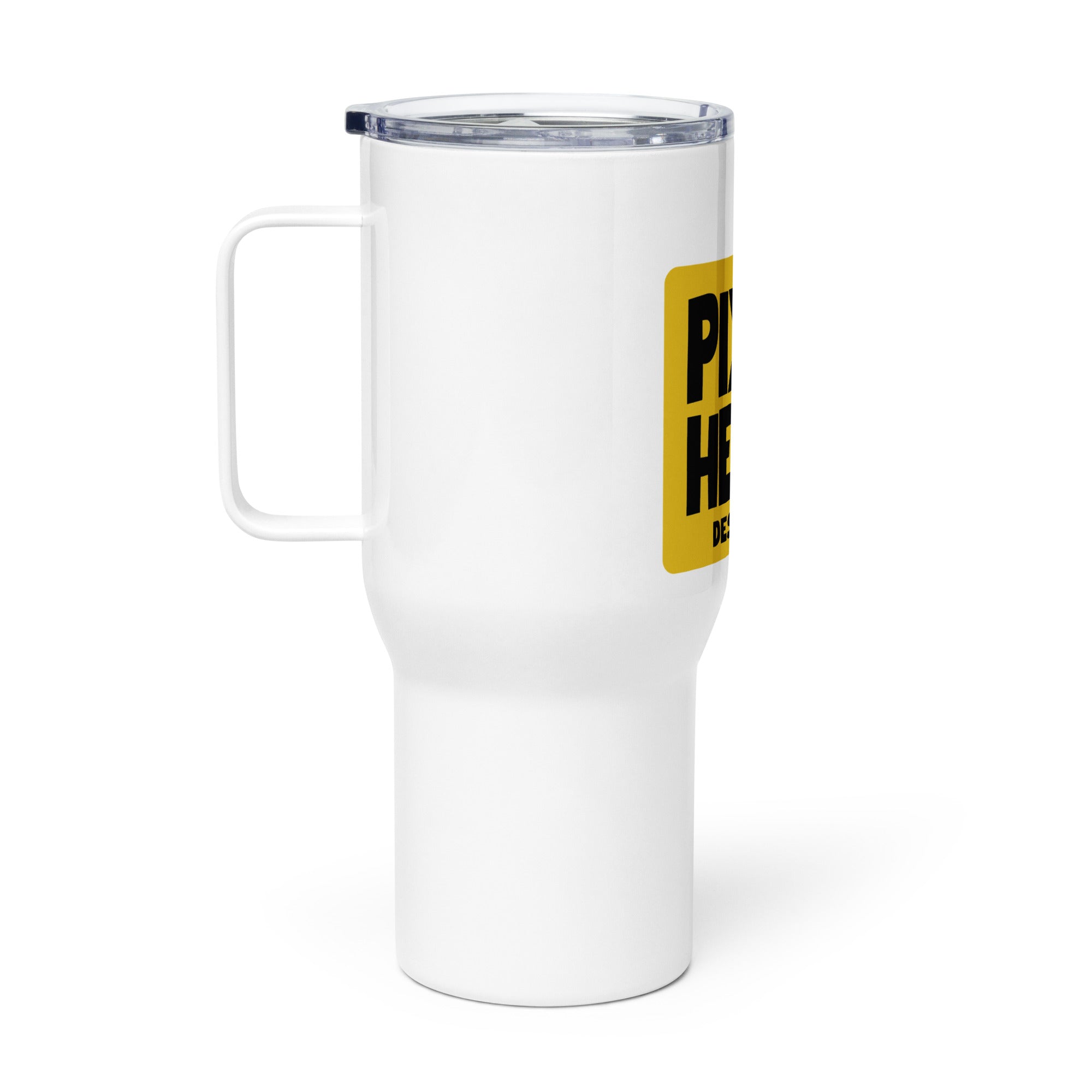 Travel mug with a handle
