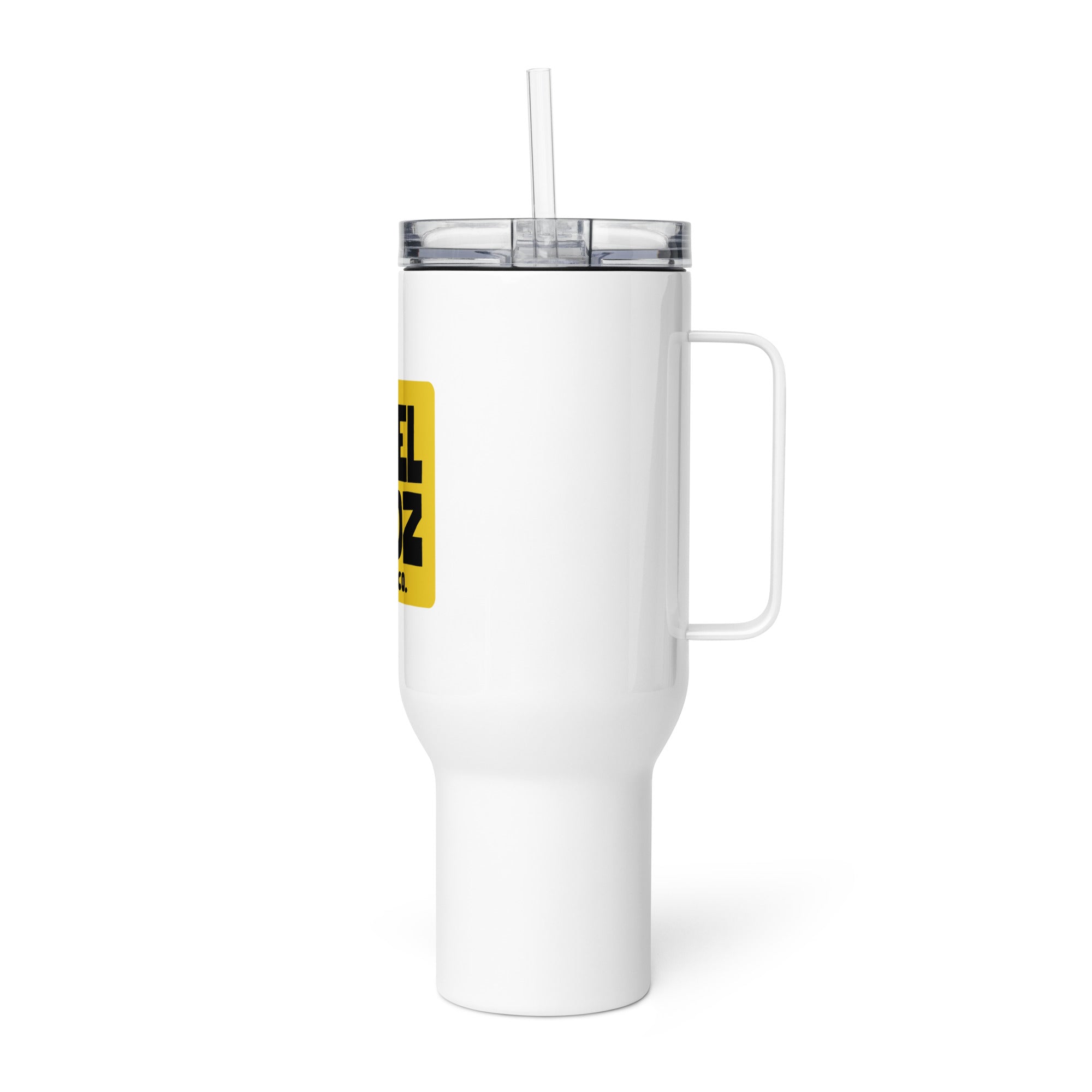 Travel mug with a handle