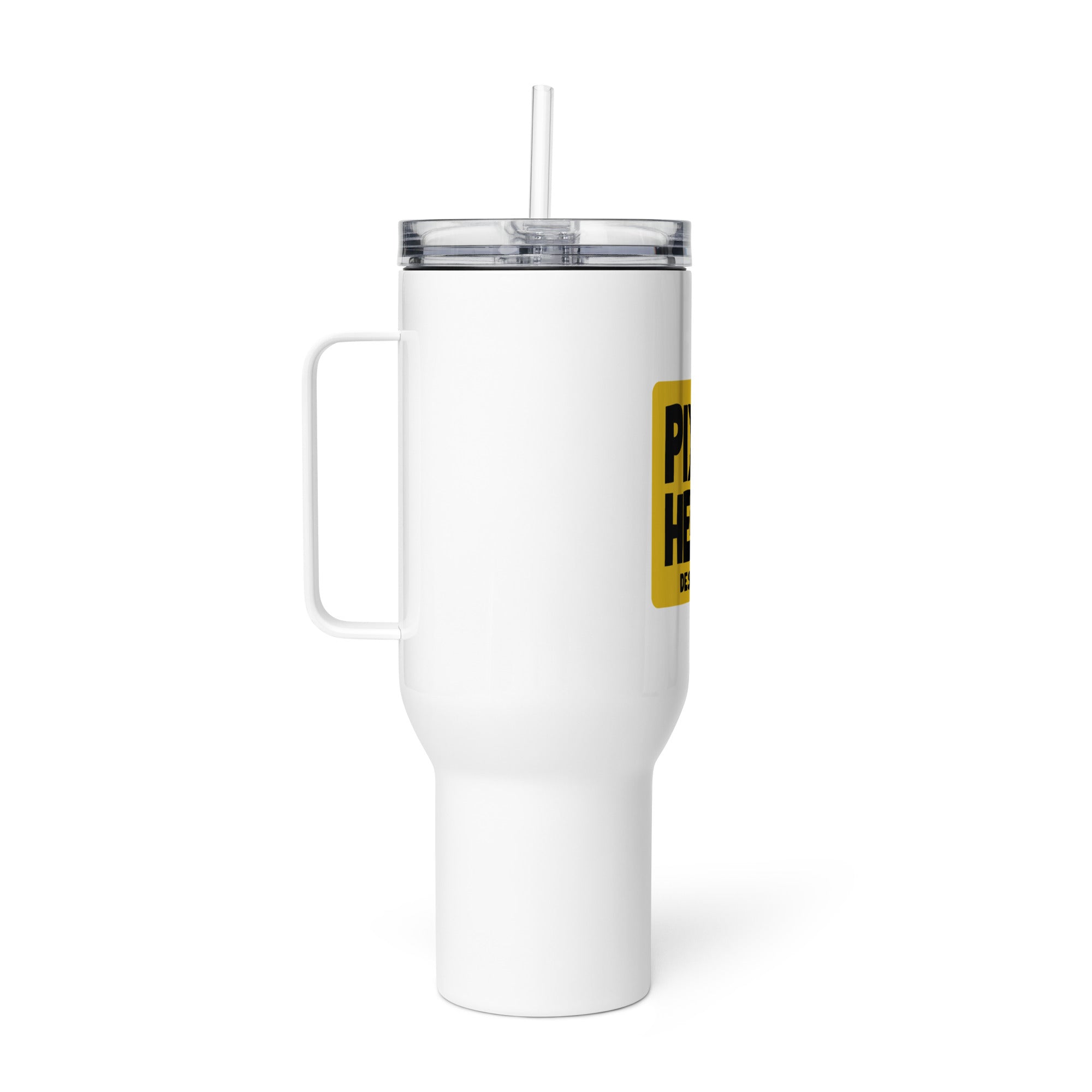 Travel mug with a handle